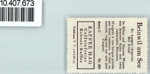 5712 Beinwil am See - Vignette Wappen Kaffee Hag 1920-1940 Ruderboot