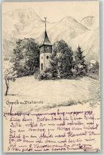 1865 Les Diablerets Ormont-Dessus Künstlerkarte Kapelle sign. Meltzer
