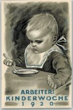 Künstlerkarte Arbeiter Kinderwoche 1920 Sozialdemokratischer Schulverein