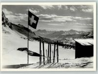 Jochalp - Skihaus Lenzerheide Skier Schweizer Banner Winter
