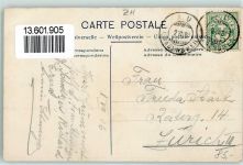 8804 Au ZH 1906 Gebrauchsspuren Halbinsel Au mit Säntis Speer Mürtschen Küpfst. Gross-Scheie Glärnisch Grieselstock Lithographie