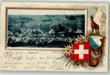 8134 Adliswil Prägedruck Steinbock Wappen Lithographie