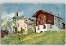 3961 Grimentz Künstlerkarte Kirche sign. F. Portier