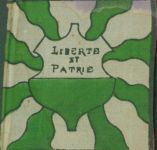 KEINE AK kleine Fahne ca. 5,0 x 5,0 cm echte bedruckte Seide LIBERTÉ ET PATRIE