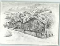 9468 Sax Künstlerkarte Holzhäuser sign. E. Eng-Gambazzi