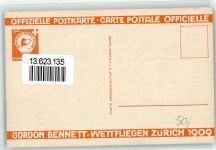 8000 Zürich Lithographie Ballon Gordon Bennet Wettfliegen 1909