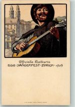 8000 Zürich Lithographie Eidg. Sängerfest 1905 Gitarre