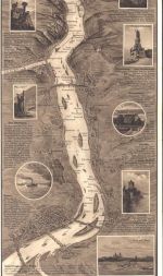 Kupferdruck Relief Panorama des Rheines von Mainz bis Köln Leporello 1 Ansicht 174 cm x 25 cm