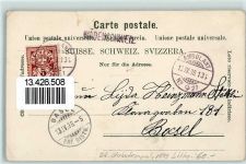 8804 Au ZH 1898 Gebrauchsspuren Halb-Insel Au am Zürichsee Stabstempel Lithographie