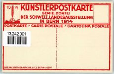 3000 Bern Berne Künstlersteindruck Künstlerpostkarte Serie Dörfli der Schweiz. Landesausstellung 1914