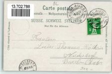 4302 Augst BL 1909 BOAKC Lithographie Schulhaus Handlung J. Graf-Müller Kindergarten Gasthaus Zur Krone