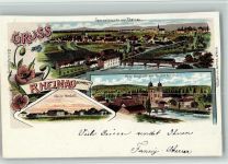 8462 Rheinau 1911 BOAKC Lithographie Alte Anstalt Klosterkirche Neue Anstalt Beschnitten Gebrauchsspuren, bitte Scan genau beachten!