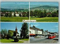 8126 Zumikon Waltikon 1976 Foto AK Straßenbahn Auto Kirche