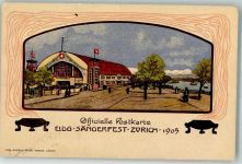 8000 Zürich Künstlersteindruck Eidgen. Sängerfest 1905 Jugendstil Festhalle Off. Postkarte