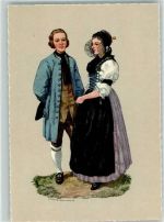 Künstlerkarte sign. Hans Schaer Tracht 18. Jhdt.