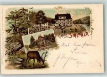 8135 Sihlwald 1900 BOAKC Lithographie Gasthaus Auerhahn Hirsch Verlag Künzli Nr 1005