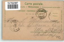 8360 Eschlikon TG 1902 BOAKC Lithographie Leihkasse Druckerei Villa Schulhaus Löwen Eisenbahn Linde Gasthaus Gebrauchsspuren, bitte Scan genau beachten!