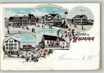 9205 Waldkirch BOAKC Gasthaus zum Hirschen Gasthaus z, Sternen Kirche Lithographie