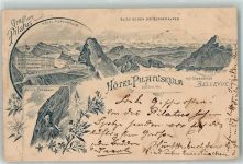 6010 Kriens 1897 Gebrauchsspuren Hotel Pilatuskulm mit Dependance Bellevue an der Eselwand Lithographie Vorläufer