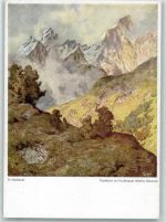 Täschhorn Künstlerkarte sign. Hodiener Teufelsgrat