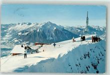 Niederhorn - Winter Skifahrer Hotel Hüttenstempel Niesen