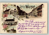 6130 Willisau 1899 BOAKC Lithographie Kapelle Oberthor Kirche Realschule Hauptstraße Verlag Künzli Nr 649