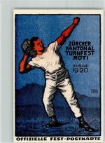 8000 Zürich Lithographie / Künstlerkarte Kantonal Turnfest Rüti 1920 sign Meienhofer
