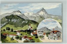 6074 Giswil 1924 Gebrauchsspuren Hotel Pension Krone Kirche