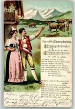 9050 Appenzell 1908 Lieder AK Paar Kühe