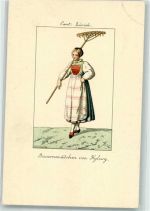 8000 Zürich Gebrauchsspuren Bauernmädchen von Kyburg Verlag Fingerle Nr.885T