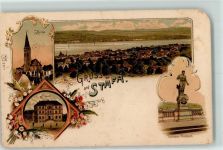 8712 Stäfa 1914 Gebrauchsspuren Kirche Schule Patrioten-Denkmal Lithographie