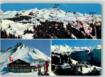 6383 Niederrickenbach Maria Rickenbach - Winter Skifahrer Seilbahn Brisen Gasthaus Haldigrat Hüttenstempel