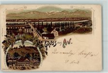 9434 Au SG 1898 Gebrauchsspuren Hotel Schiff Lithographie