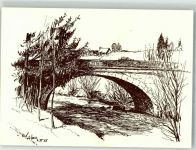 9545 Wängi 1959 Radierung sign. Isler, E. Murgbrücke Heiterschen