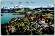 8803 Rüschlikon - Hotel Kurhaus Belvoir Zürichsee Fahne Fabrik Berge