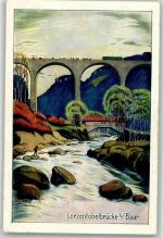 6340 Baar Lithographie / Künstlerkarte Lorzentobelbrücke Sängerfest 1927 Festpostkarte