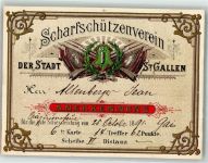 9000 St. Gallen S. Gallo 1891 KEINE AK Scharfschützenverein Anerkennung für gute Schießleistungen Ephemera