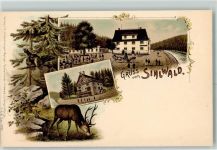 8135 Sihlwald Lithographie Hirsch Auerhahn