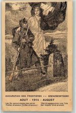 1914 Künstlerkarte Occupation des Frontieres Grenzbesetzung Soldat Uniform Gewehr sign. A. Schwaz