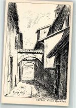 1296 Coppet Künstlerkarte Altes Viertel sign. Meylan Serie Nr. 4