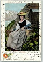 1901 - Trachtenmädchen mit Trauben