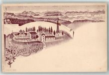 8342 Wernetshausen KEINE AK Säntis Churfirsten Speer Mürtschen Glärnisch Tödi Clariden Gasthaus Bachtel Kulm Aussichtsturm Lithographie