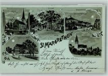 9430 St. Margrethen SG 1900 BOAKC Ref. Kirche Bahnhofstrasse Gasthaus zum Bad Kath. Kirche Lithographie