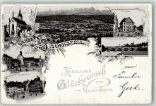 9220 Bischofszell 1901 Karte beschädigt Gruss aus Lithographie Kirche Stiftskirche Rathaus AK