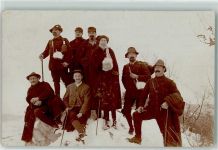 5408 Ennetbaden 1917 - Gruppenbild im Schnee Ort handschriftlich