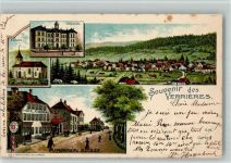 2126 Les Verrières 1901 BOAKC Lithographie Kirche Schule Hotel Federal Grenze