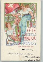 2300 La Chaux-de-Fonds 1900 Sonderstempel Fete Federale Gymnastique Jugendstil