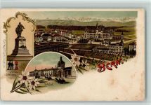 3000 Bern Berne Lithographie Adrian v. Bubenberg-Denkmal Bahnhof