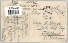 8500 Frauenfeld 1917 - sign. Flingg K.T.V. Concordia Ort lt. Stempel