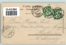 8703 Erlenbach ZH 1903 Gebrauchsspuren Hotel Zum goldenen Kreuz Inh. Wilh. Amsler